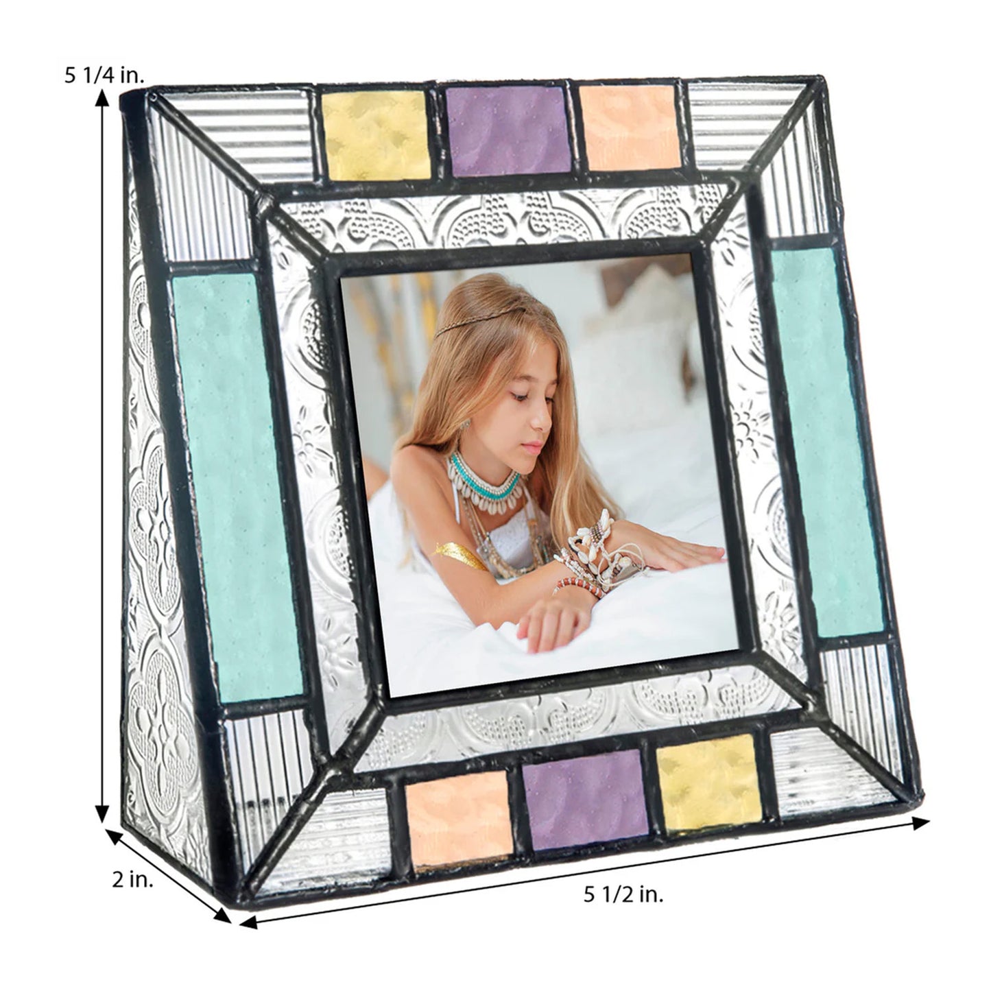 Colorful Stained Glass Frame for 3X3 pics