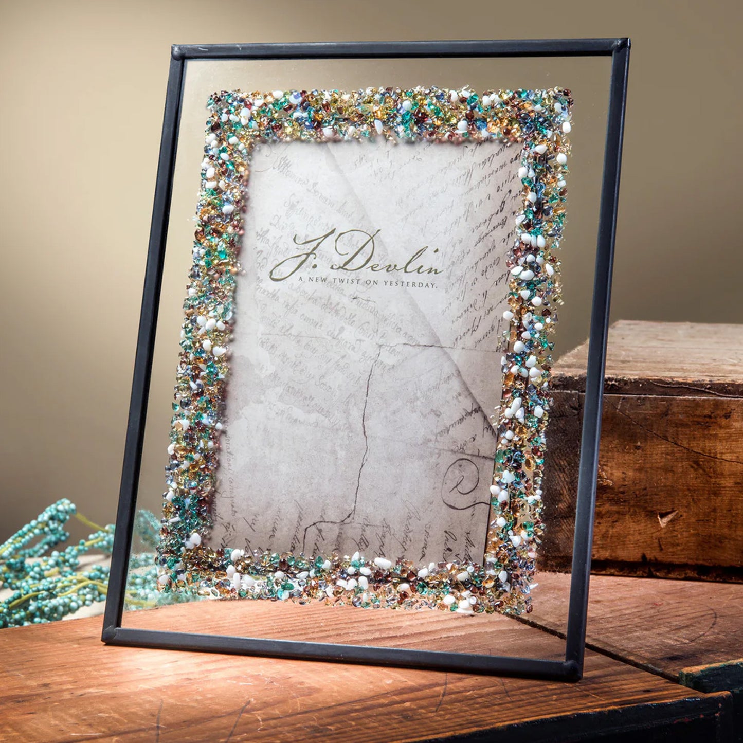 Colorful Fused Glass Picture Frame 456-46hv