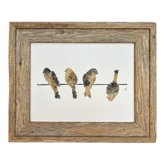 4 Birds on Wire Mosaic Pebble Art 8 x 10