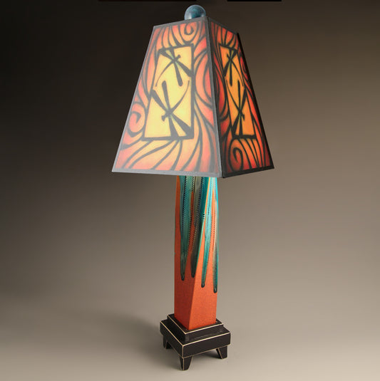 Macone Clay Lamp O Brown Dragonfly Twisted Red Base