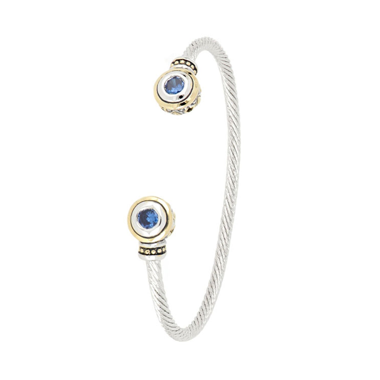Beijos Two Stone Small Cuff Bracelet