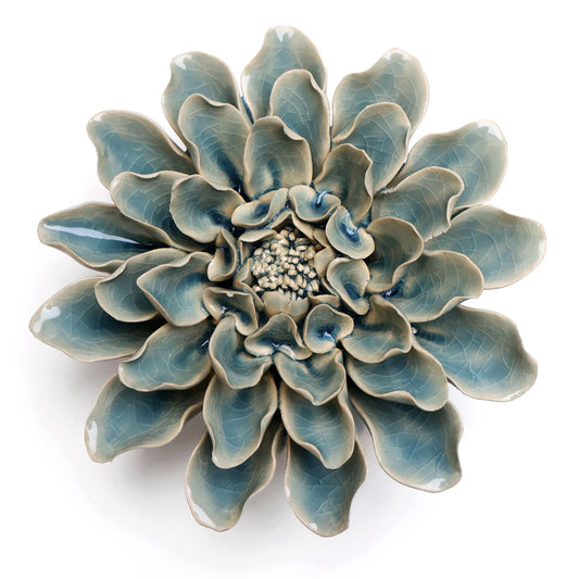 Ceramic flower Wall Art Teal Flower Large