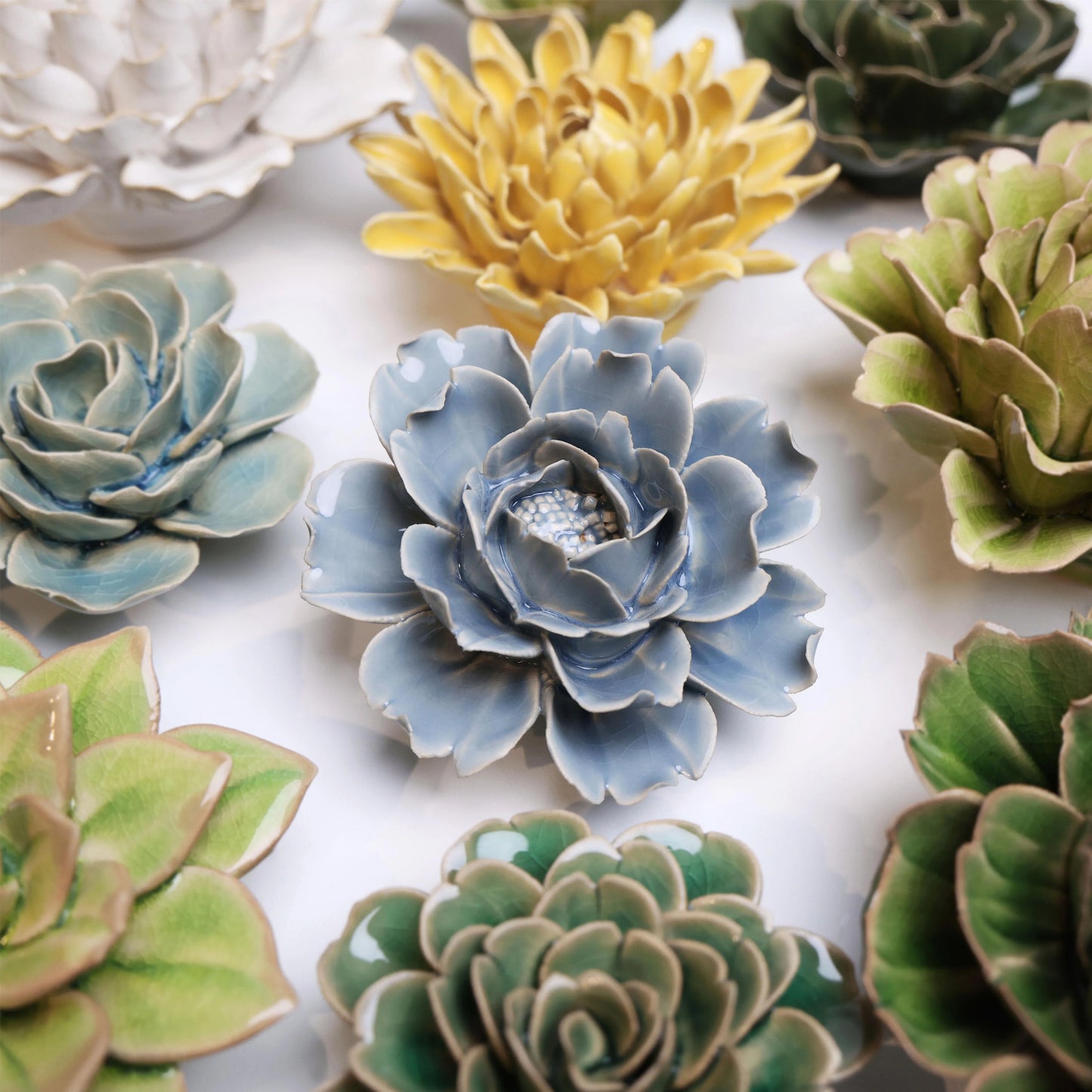 Ceramic flower Wall Art Blue Rose Small