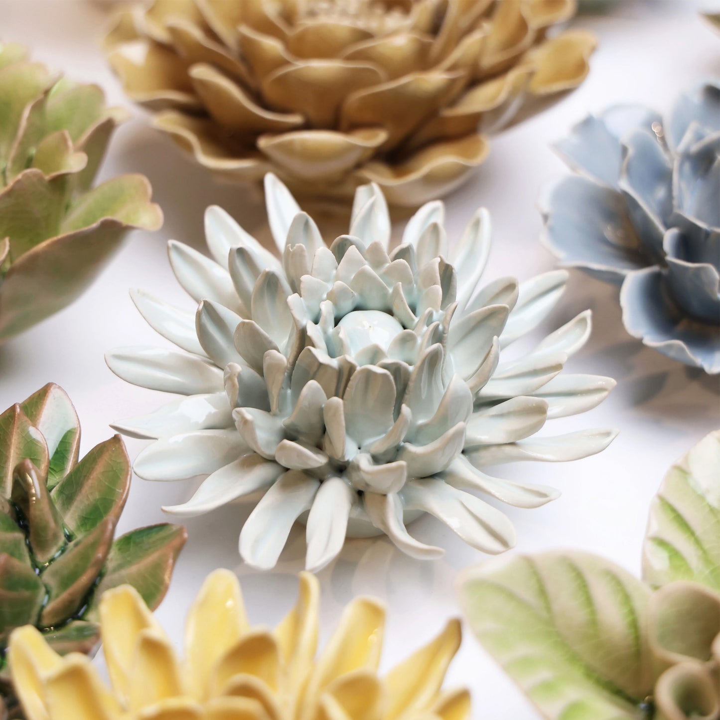 Ceramic flower Wall Art Mint Flower