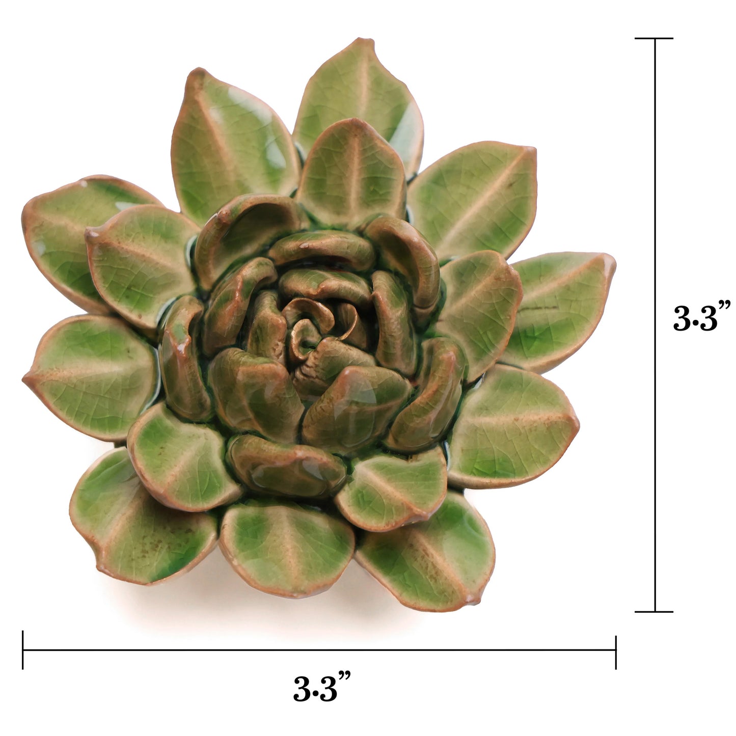 Ceramic flower Wall Art Green Succulent Small