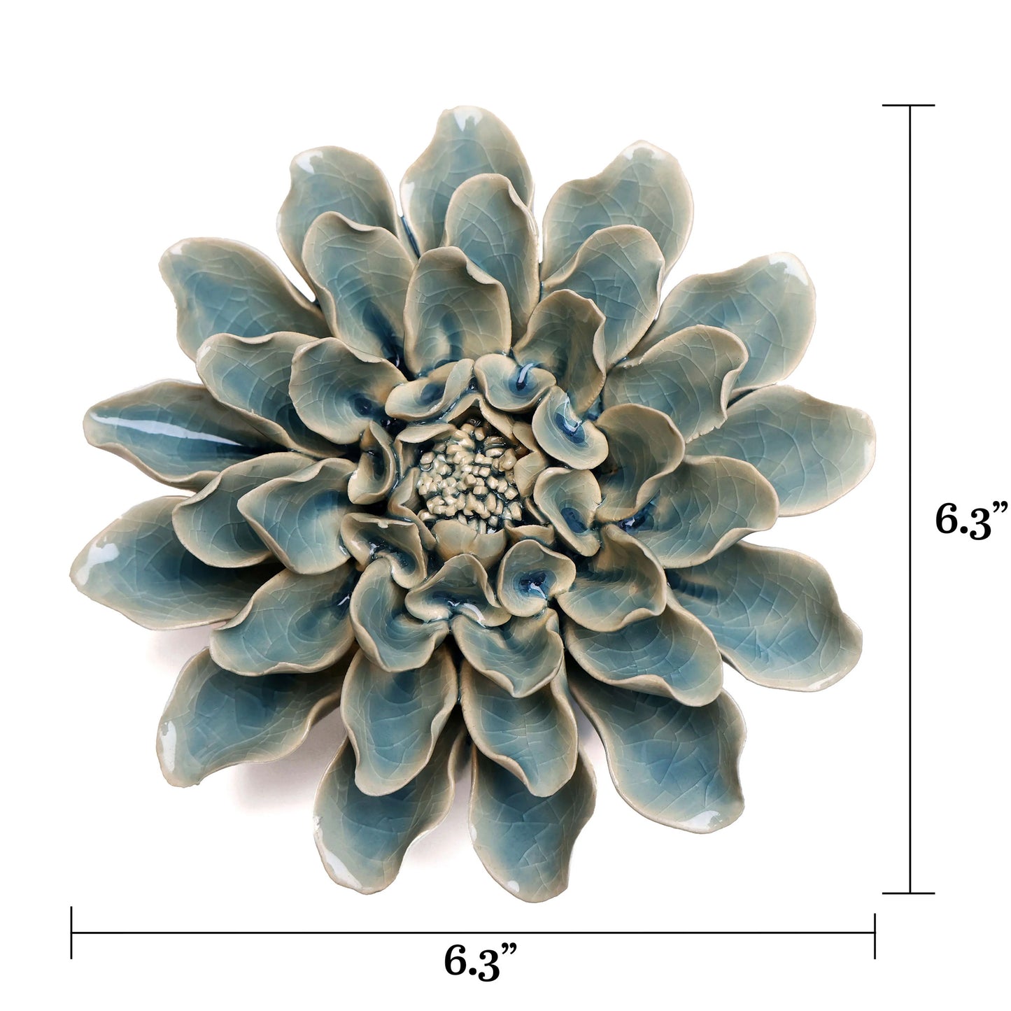 Ceramic flower Wall Art Teal Flower Large