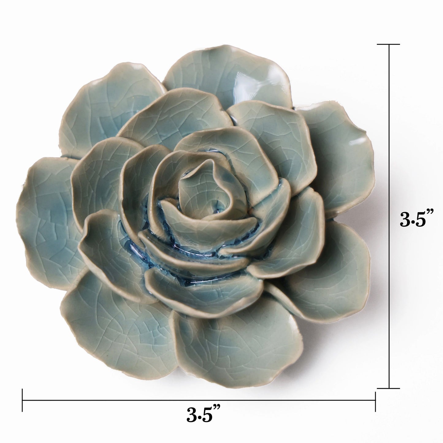Ceramic flower Wall Art Teal Ranunculus Small
