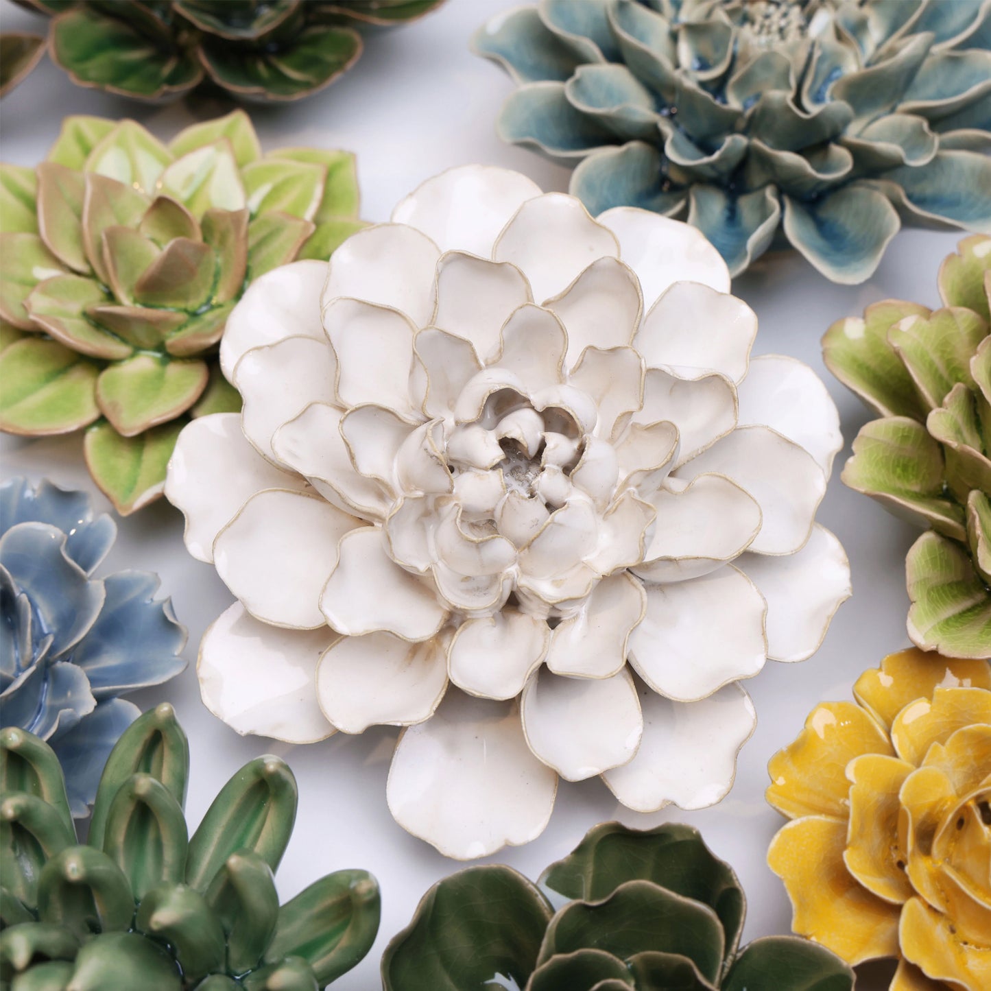 Ceramic flower Wall Art Large White Flower