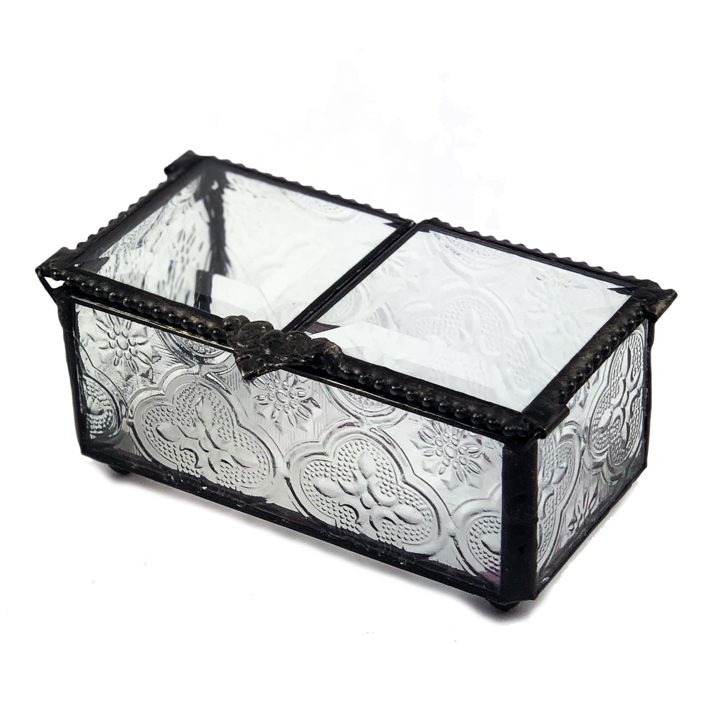 Clear Vintage Stained Glass Trinket Chest Box 294