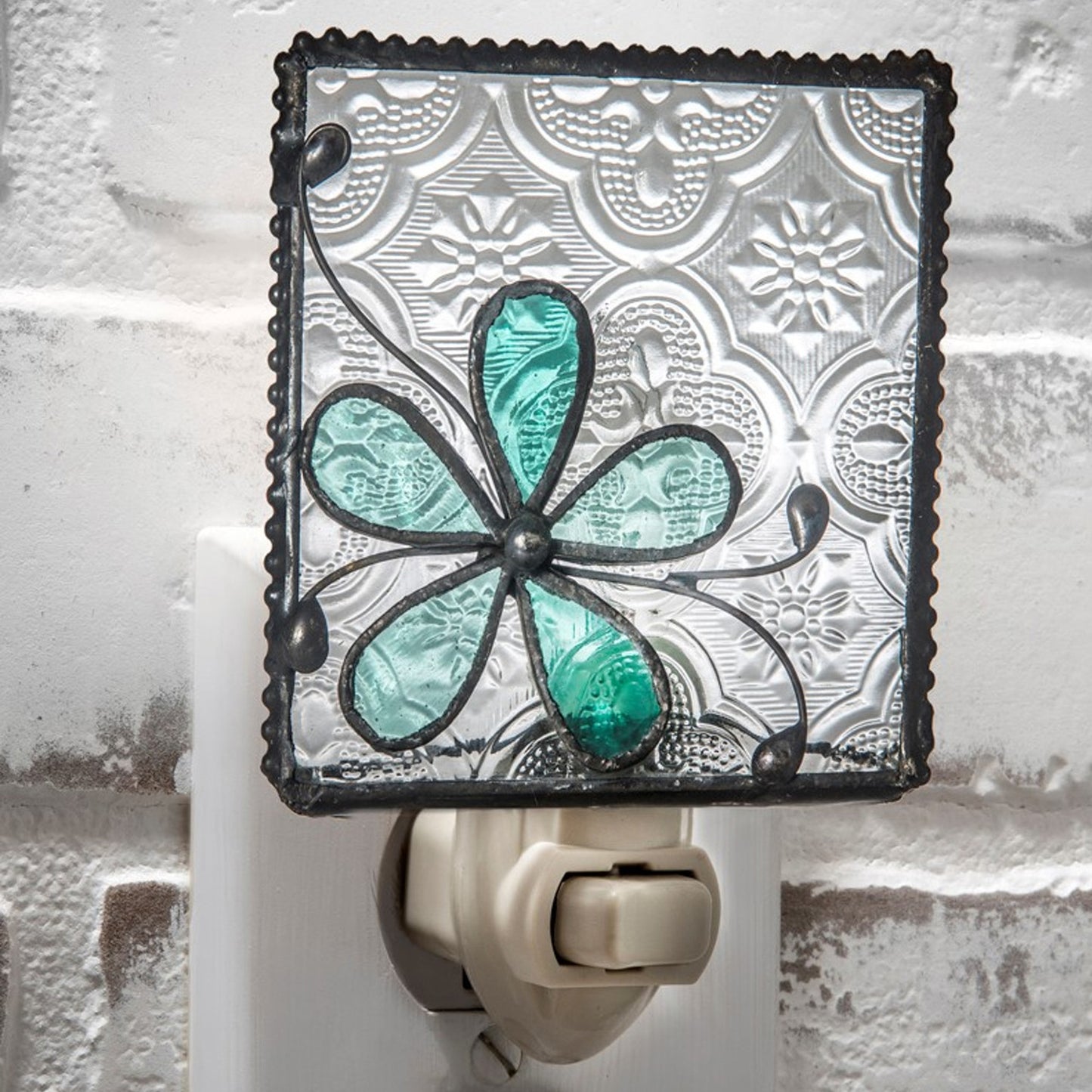 Turquoise Blue Glass Flower Night Light NTL 129-3