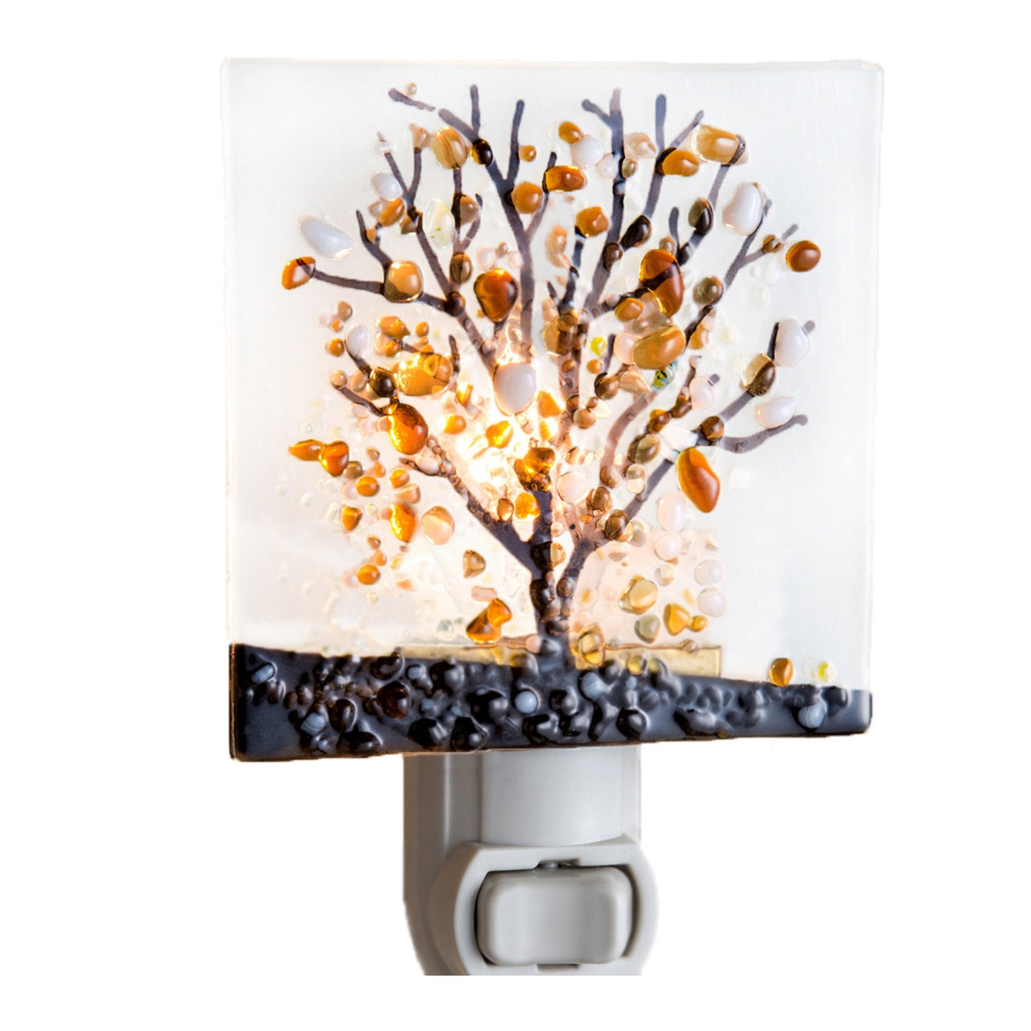 Tree Night Light Brown Gold Decorative Fused Glass NTL 159-1