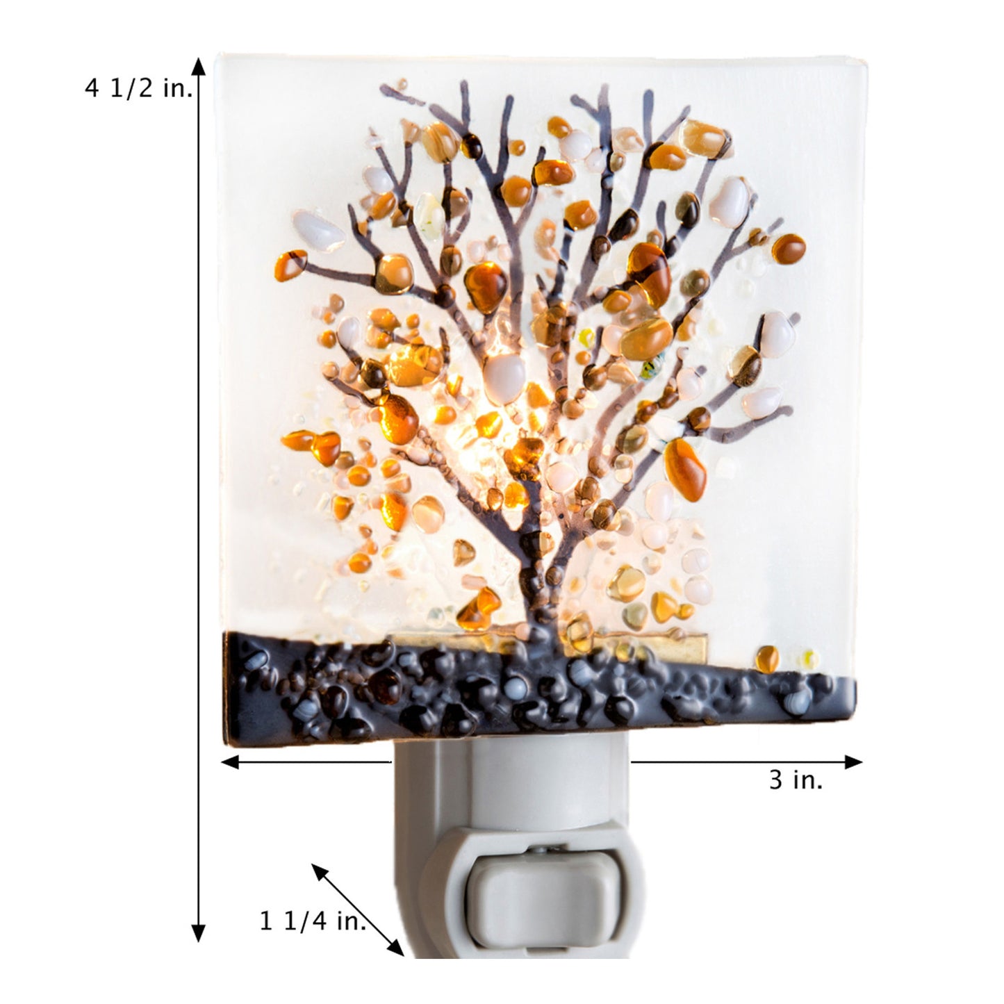 Tree Night Light Brown Gold Decorative Fused Glass NTL 159-1