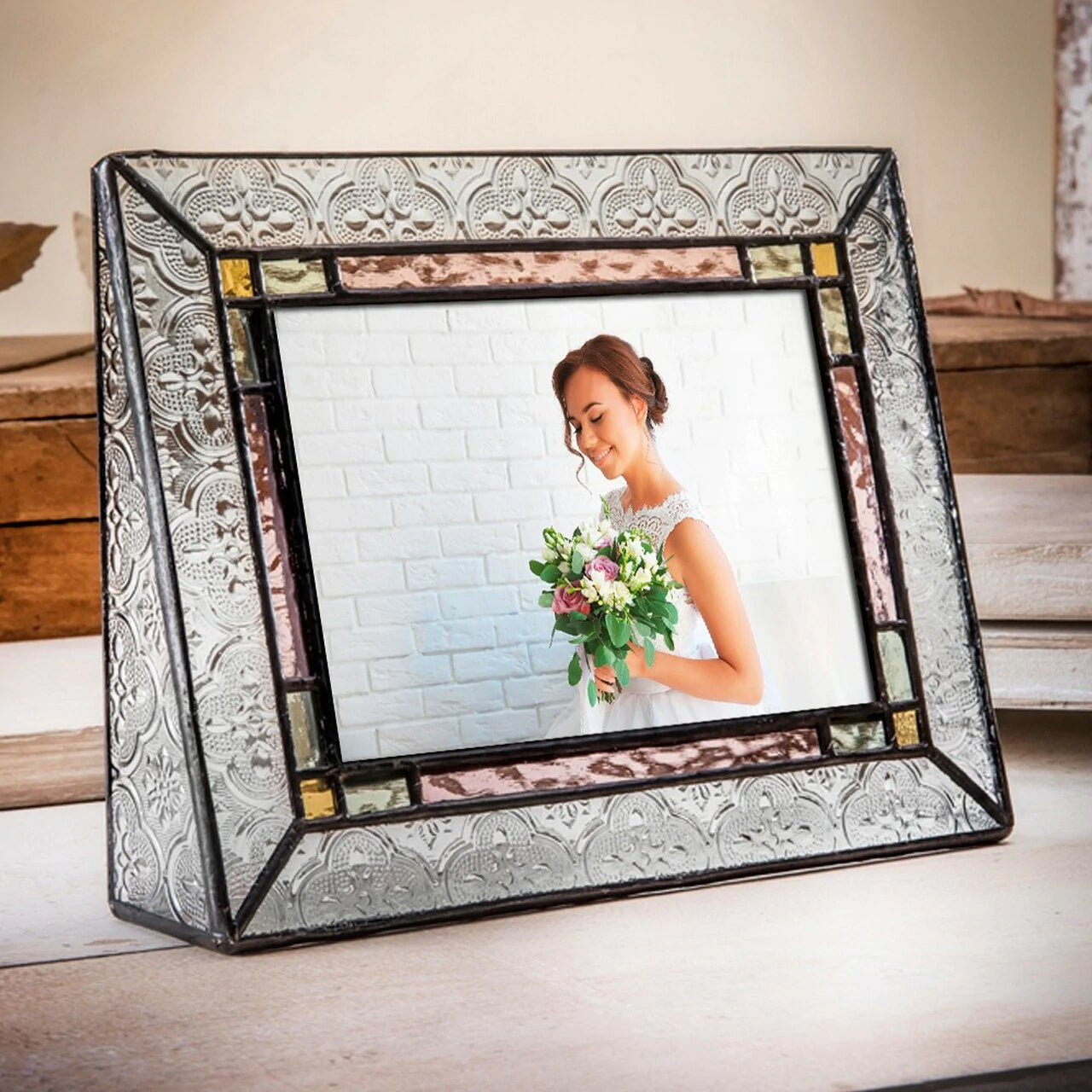 Vintage Stained Glass Wedding Picture Frame | PIC 137-46h Series