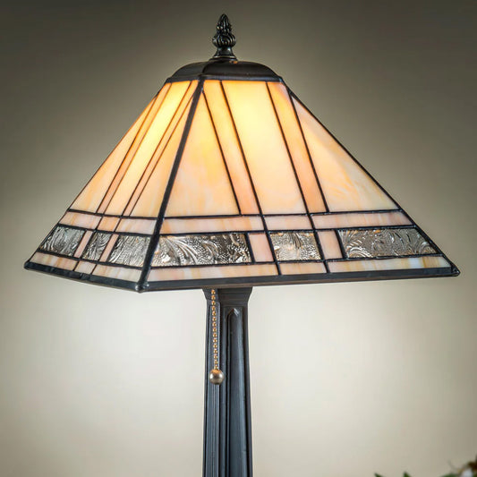 Mission Style Desk Lamp, Amber Opal 3802TB