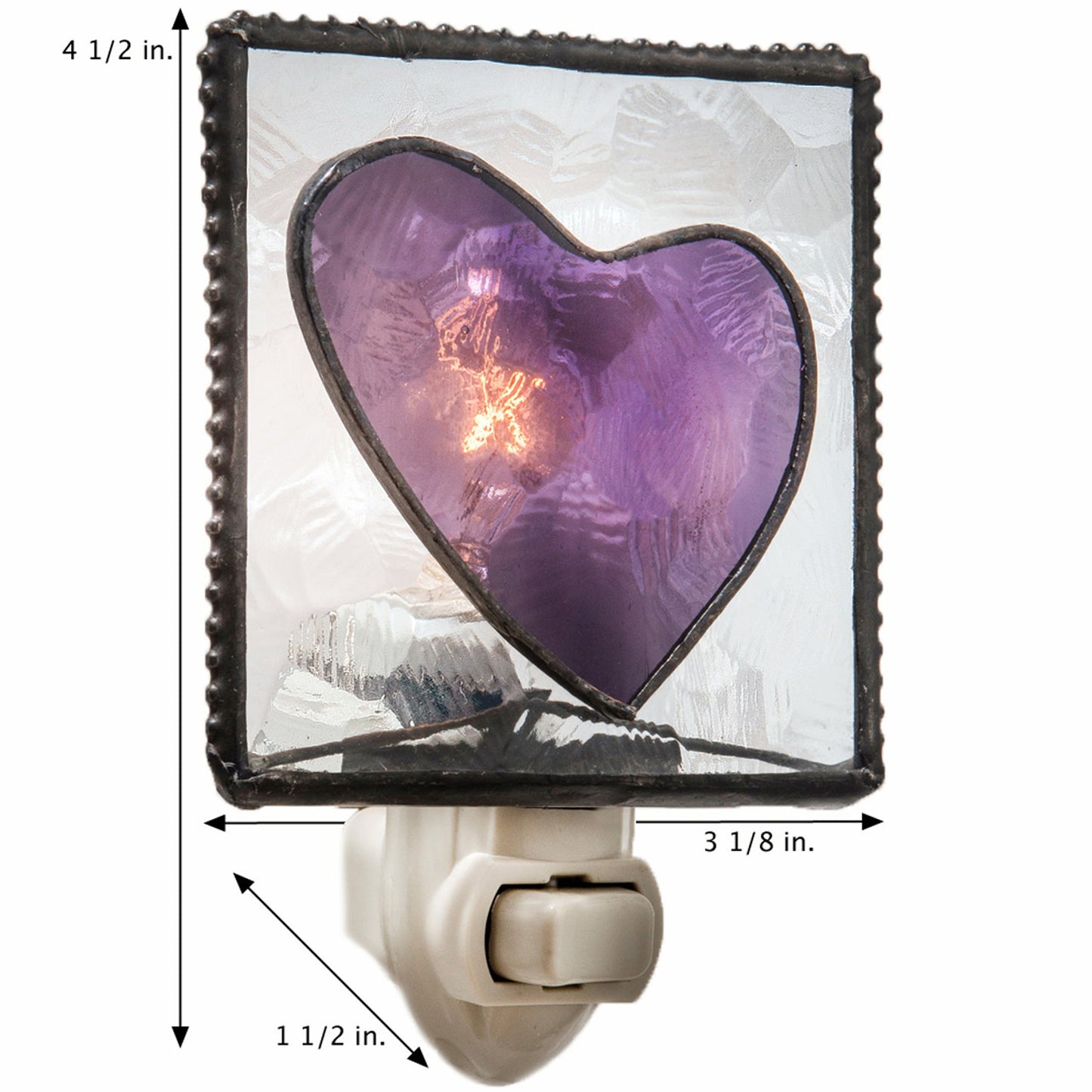 Heart Night Light Purple Stained Glass NTL 128