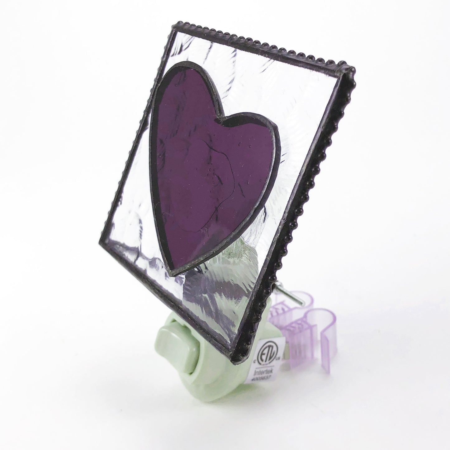 Heart Night Light Purple Stained Glass NTL 128