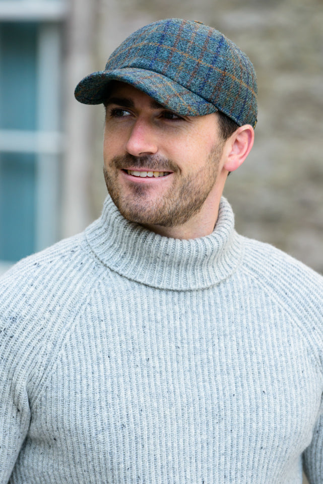 Mucros Weavers Baseball Cap in Grey Tweed