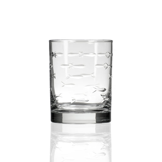 School of Fish Double Old Fashioned 13oz | Set of 4 Glasses