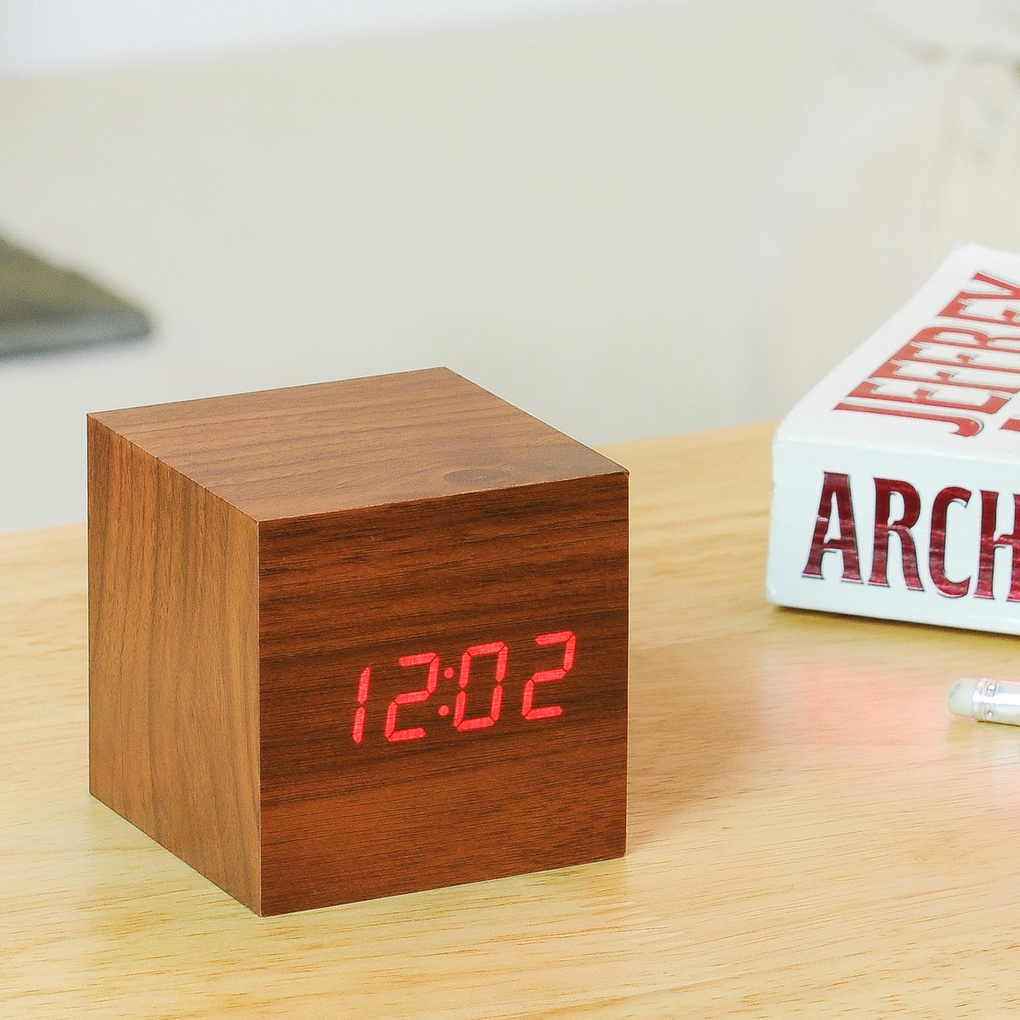 Cube Click Clock Walnut