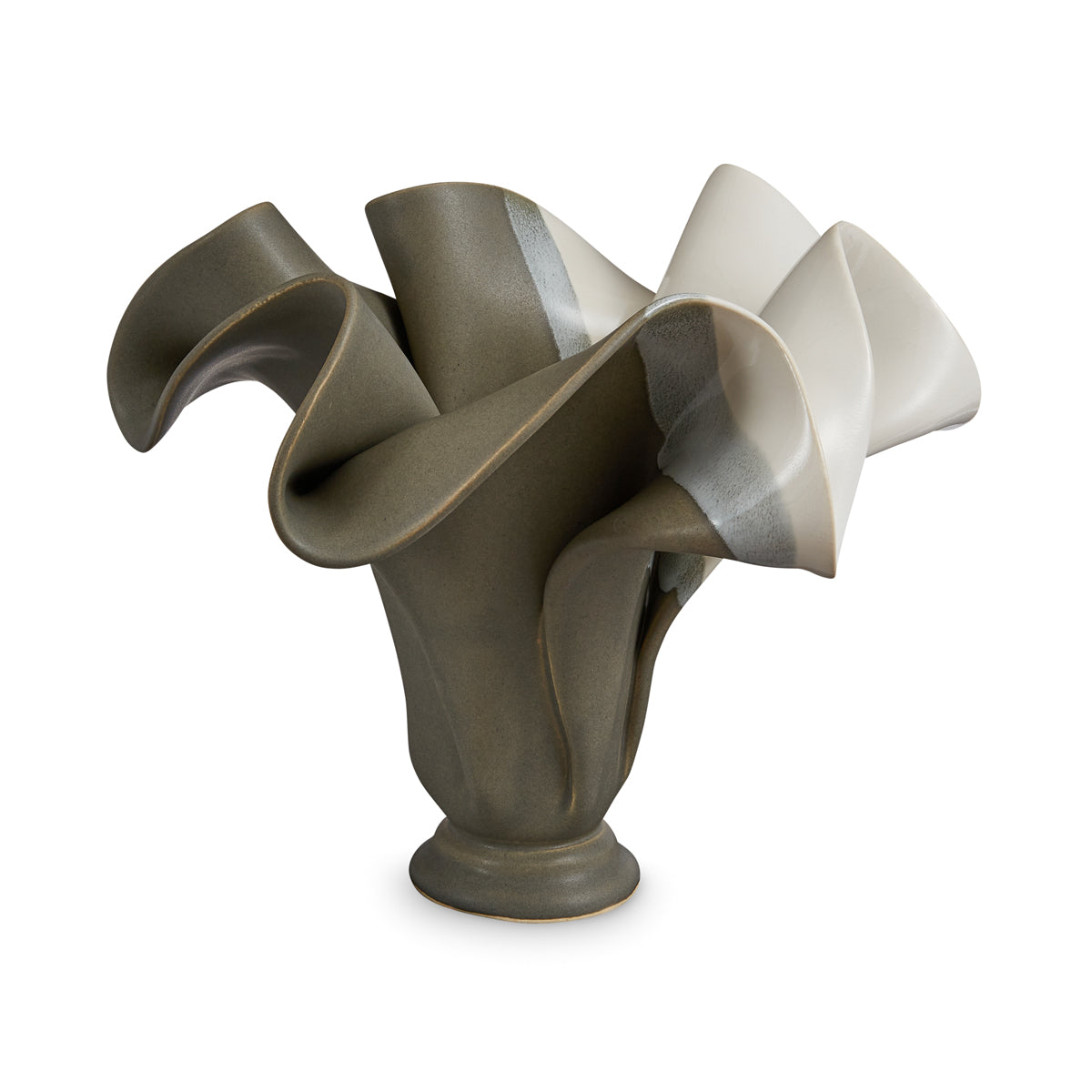 Sculpted Vase in Grey and White