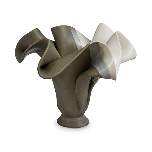 Sculpted Vase in Grey and White