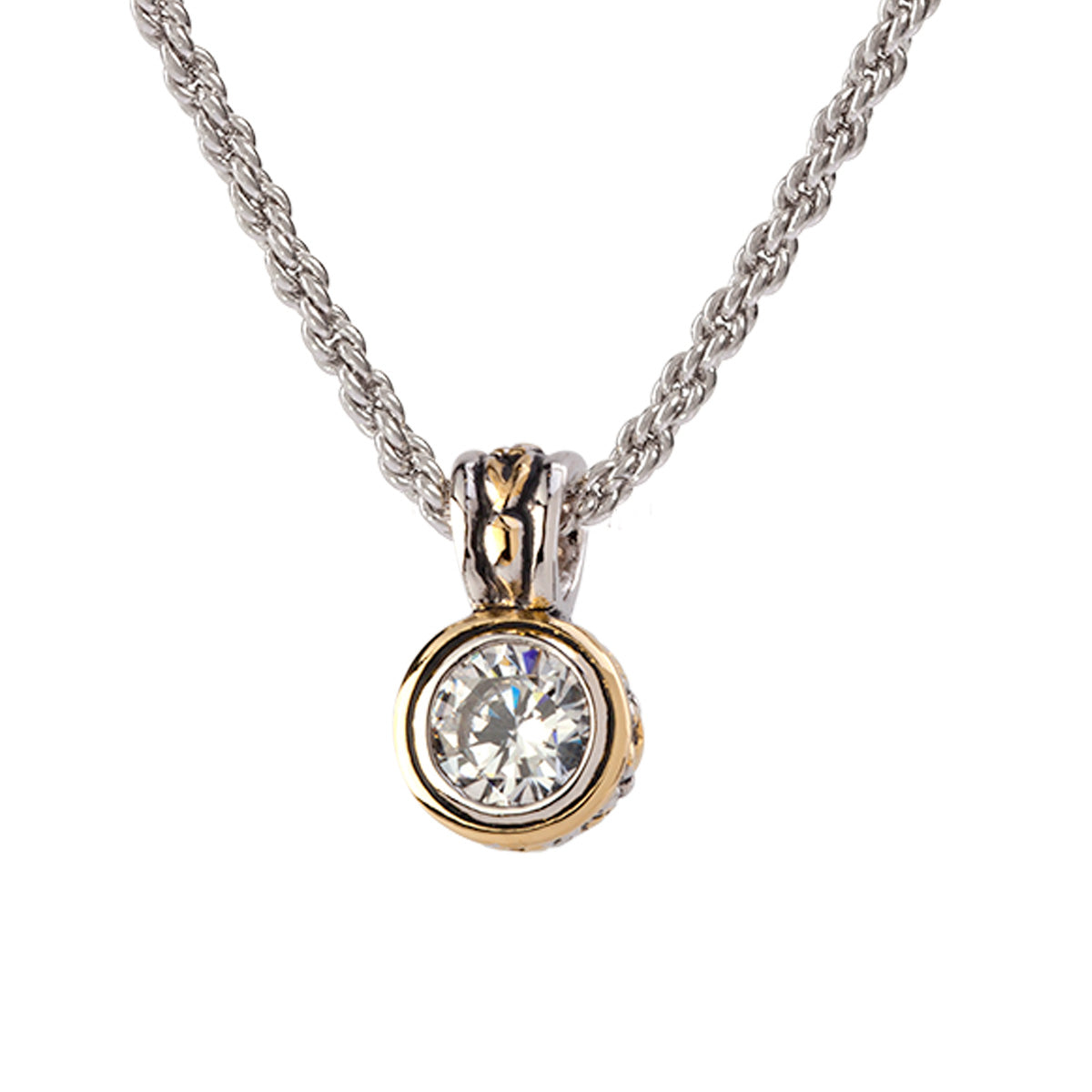 Beijos 7mm CZ Bezel Set Pendant Necklace