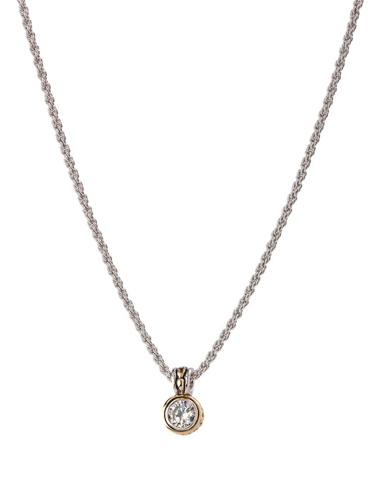 Beijos 7mm CZ Bezel Set Pendant Necklace