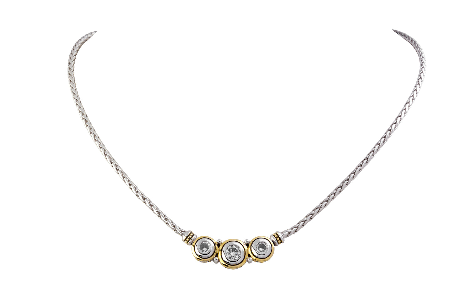 Beijos Three Stone CZ Necklace