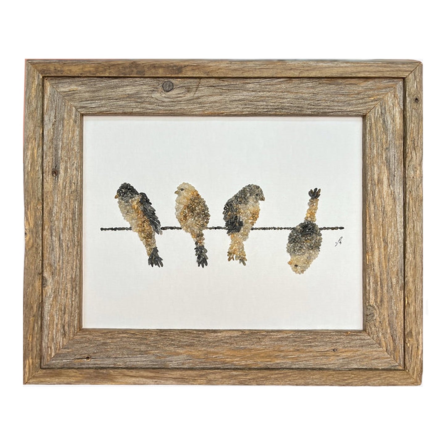 4 Birds on Wire Mosaic Pebble Art 8 x 10