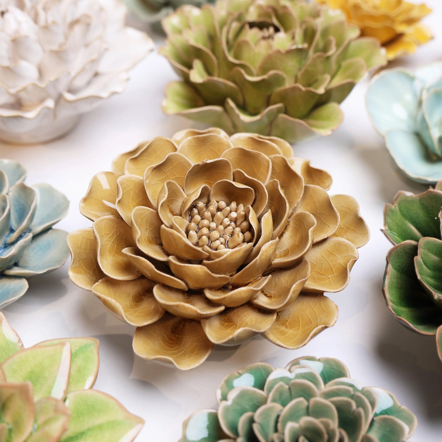 Ceramic flower Wall Art Caramel Flower