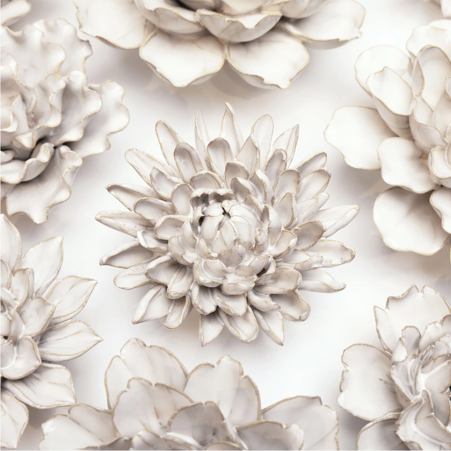 Ceramic flower Wall Art Ivory Chrysanthemum