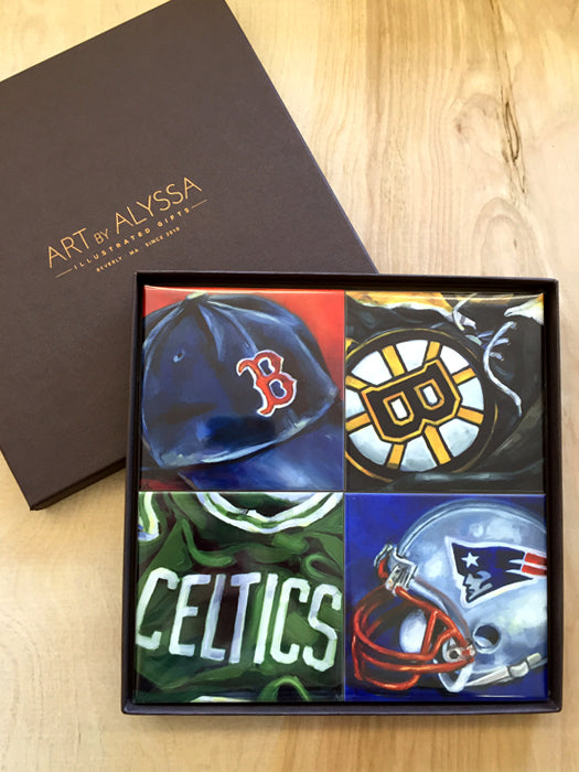 NEW ENGLAND SPORTS COASTER SET