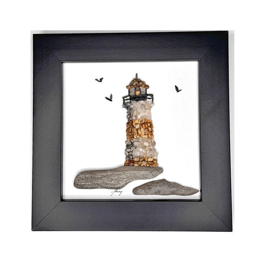 Mini Mosaic Pebble Art – Lighthouse- 4x4