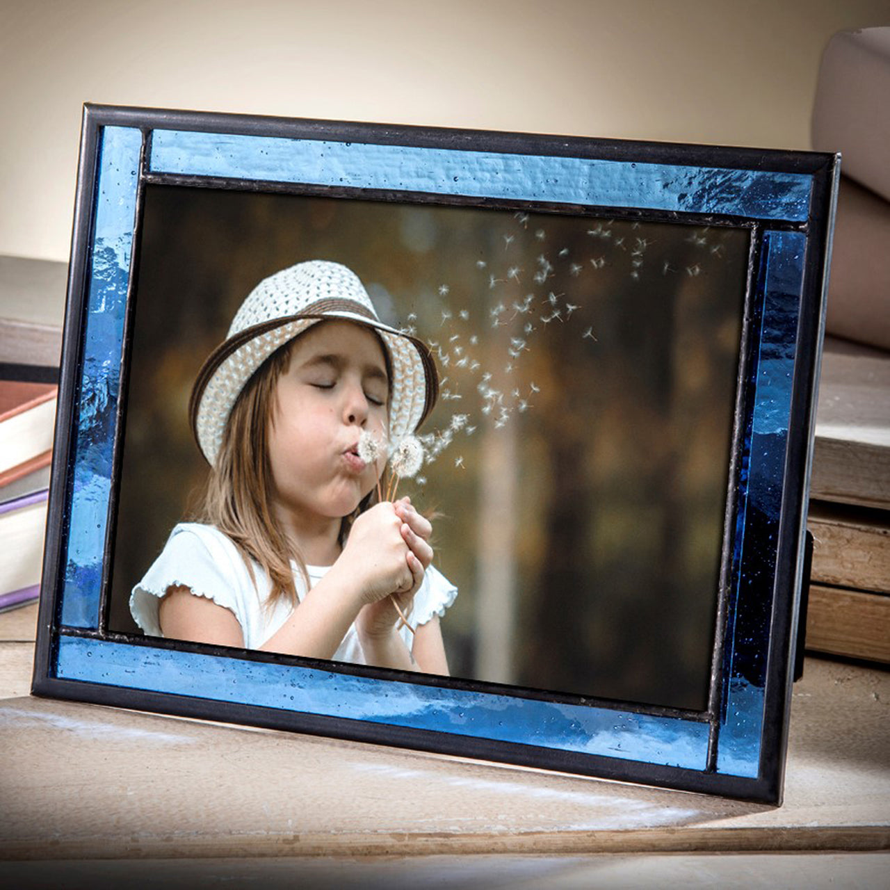 Blue Stained Glass Picture Frame 324-57hv