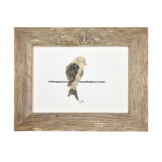 Single Finch on a Wire Mosaic Pebble Art