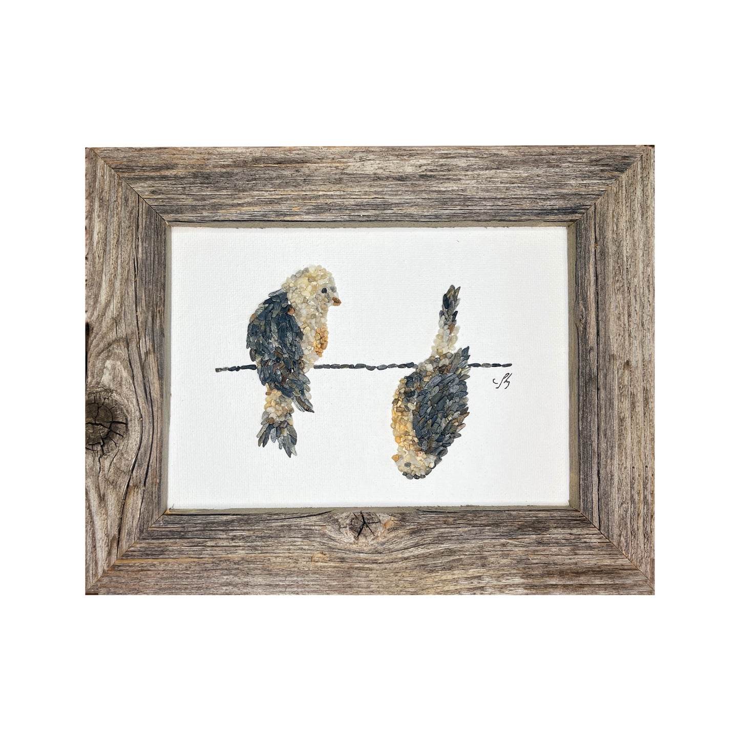 Two Birds on a Wire Mosaic Pebble Art