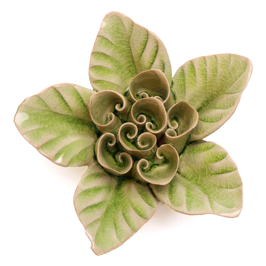 Ceramic flower Wall Art Green Lotus Small