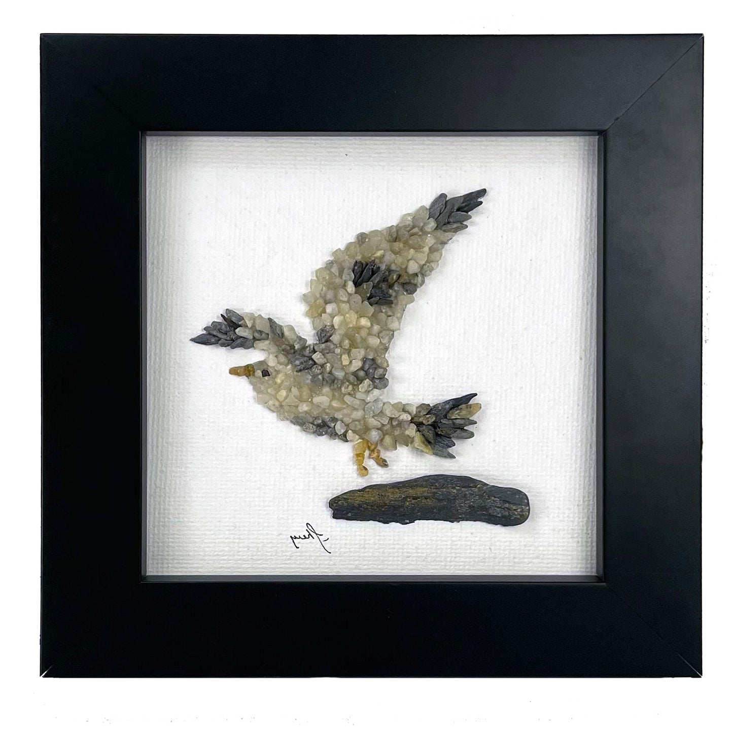 Mini Mosaic Pebble Art – Seagull Bird&nbsp;(4x4 Original)