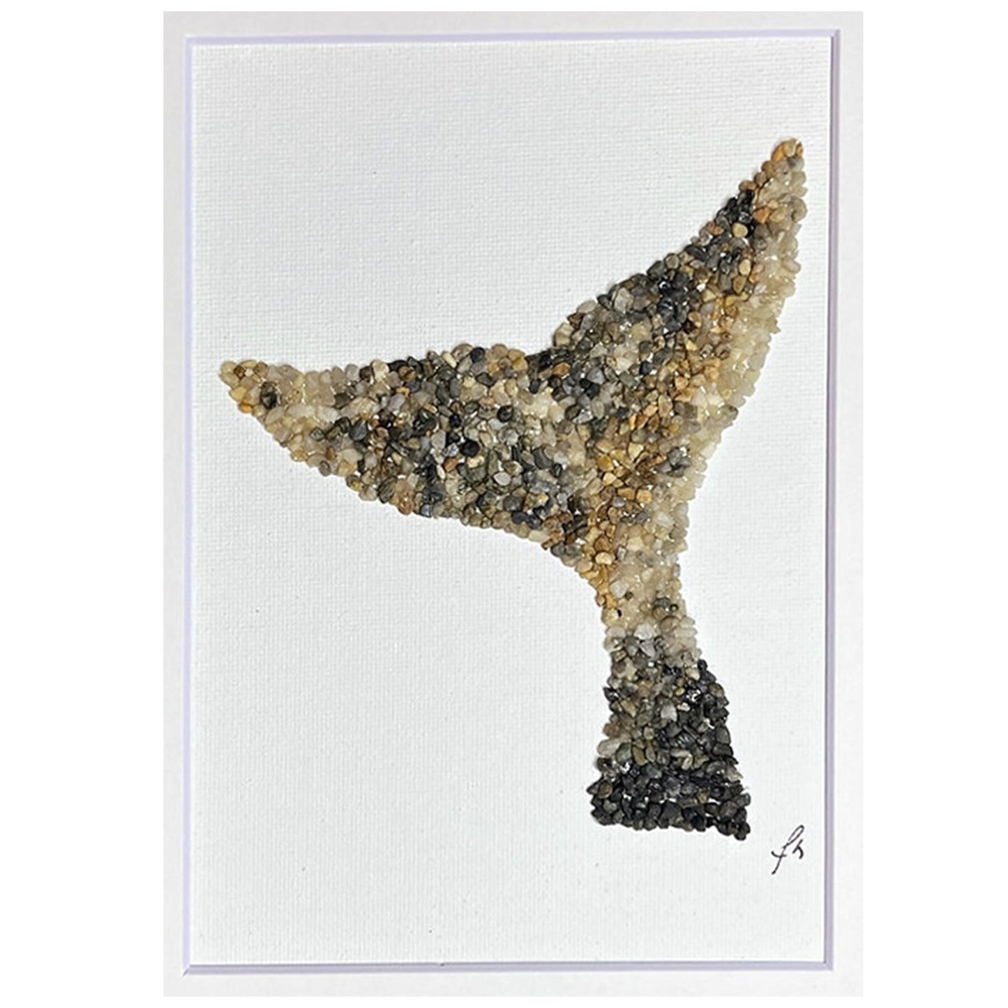 Whale Tail Mosaic Pebble Art  8X10