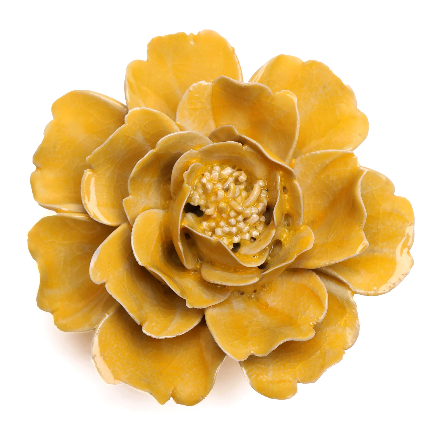Ceramic flower Wall Art Yellow Rose Small