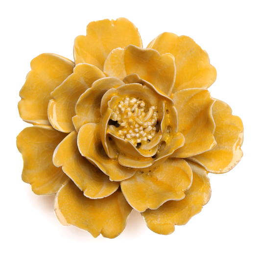 Ceramic flower Wall Art Yellow Rose Small