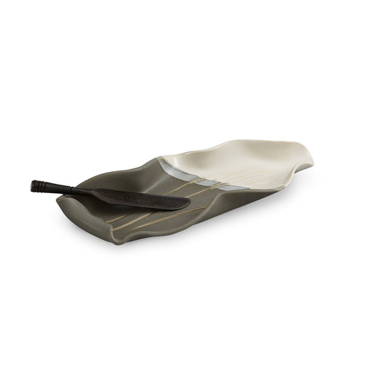 Stick Butter Dish in Gray and White