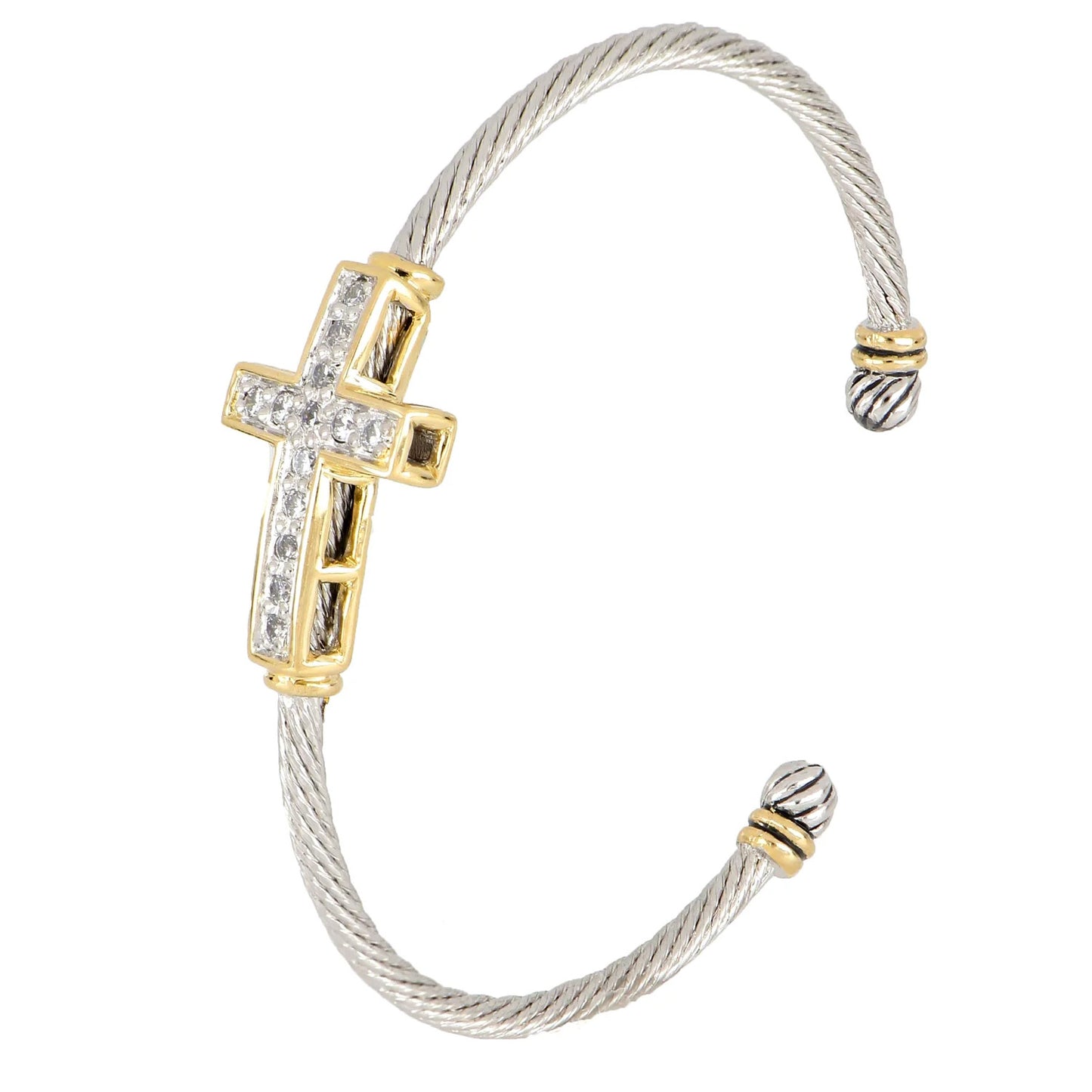 Celebration Petite Pavé Cross Wire Cuff Bracelet