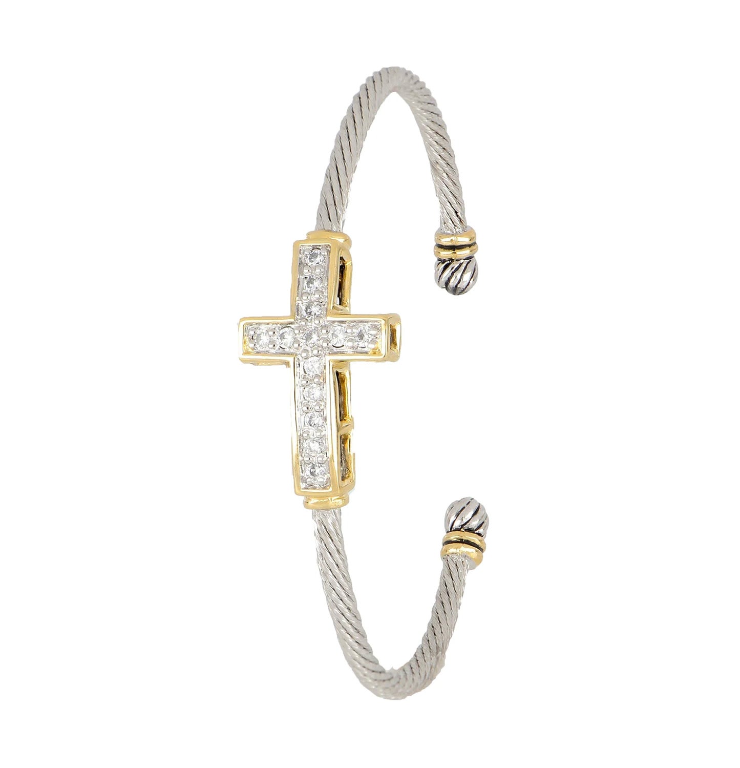 Celebration Petite Pavé Cross Wire Cuff Bracelet