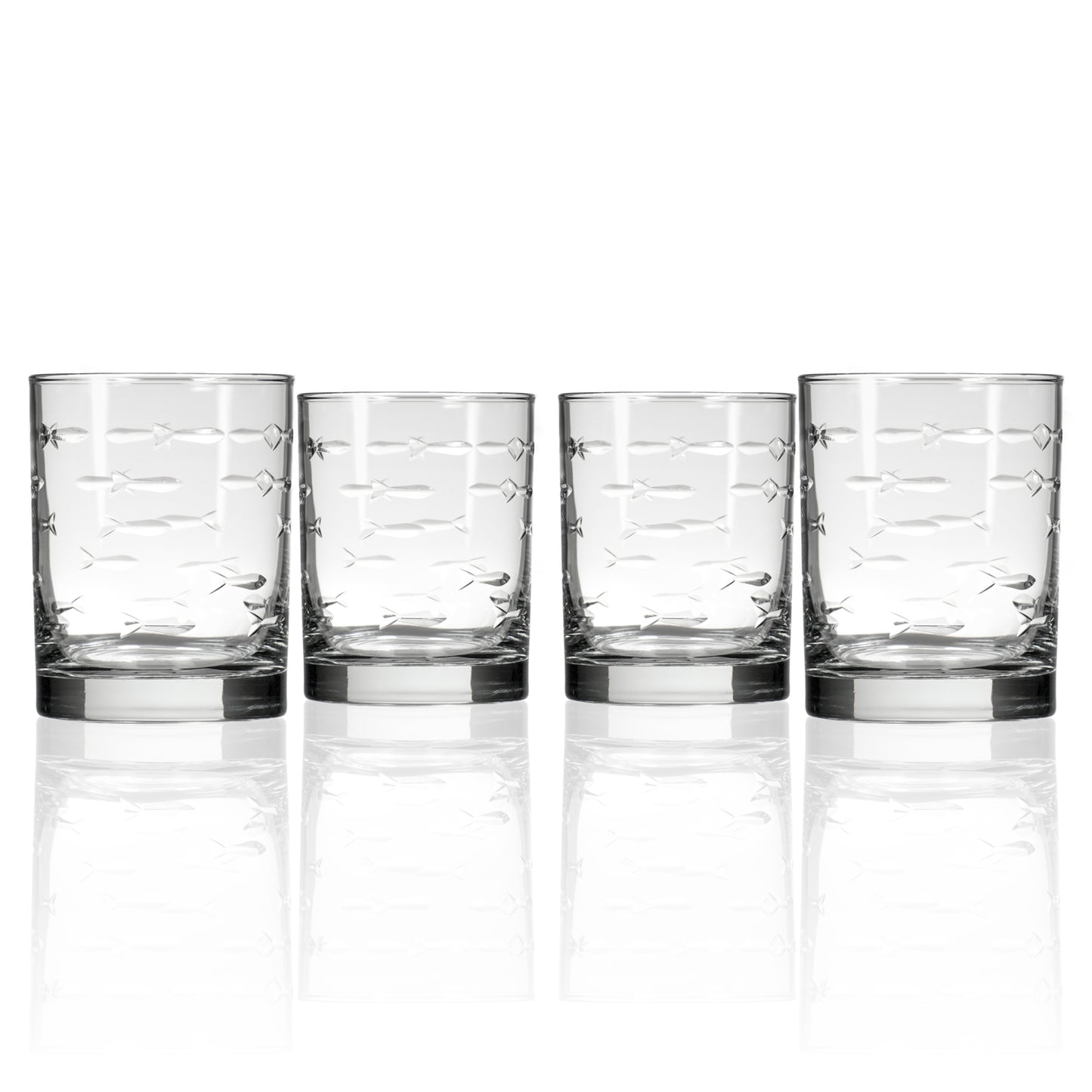 School of Fish Double Old Fashioned 14oz | Set of 4 Glasses